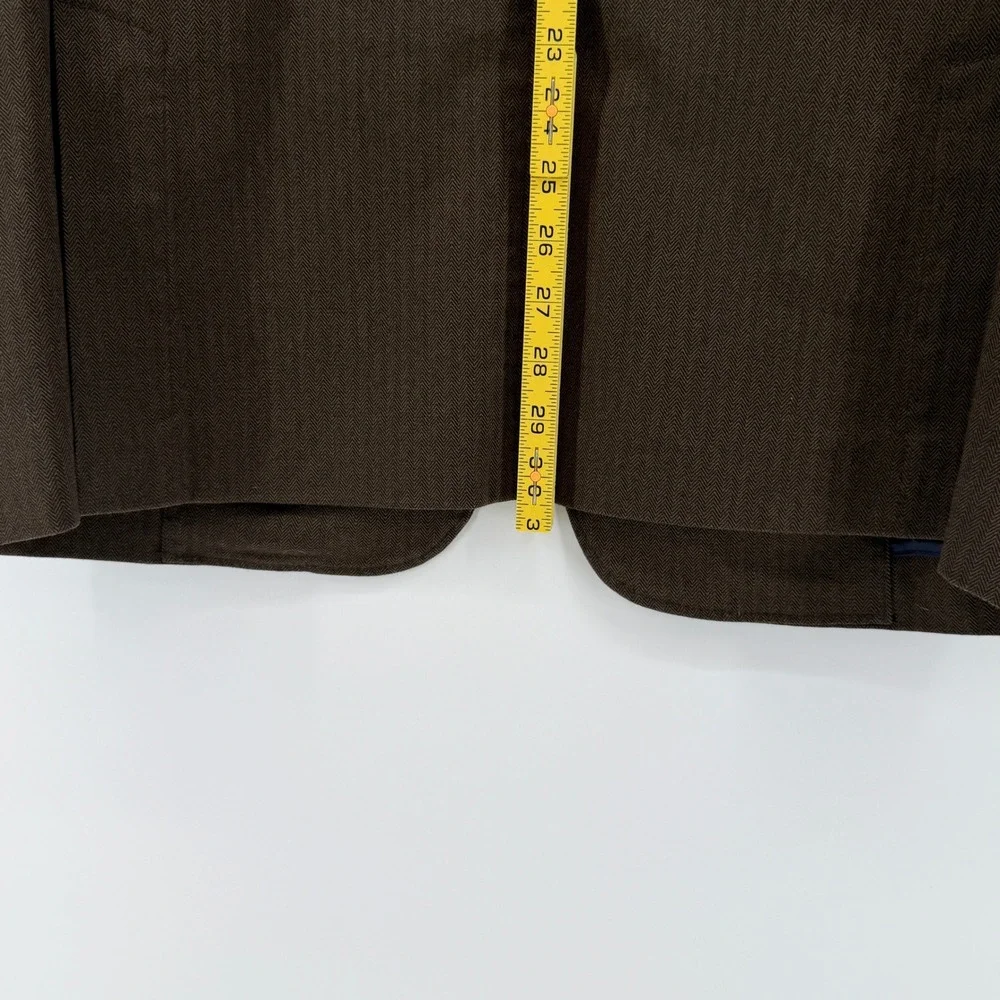 Joseph Abboud Mens L Brown Herringbone Unlined Blazer Sport Coat Elbow Patches
